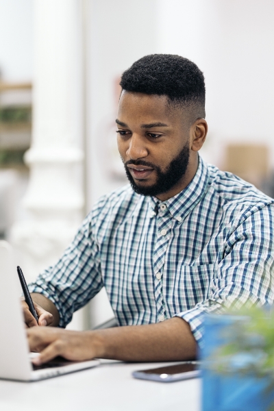 man working on a computer